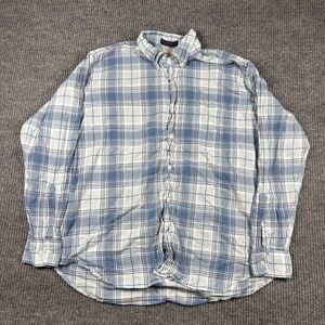 Onward Reserve Shirt Men's L Cotton Madras Plaid Button Down Blue White